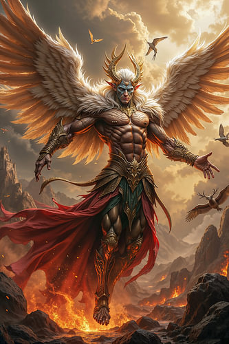 Dark Fantasy Gothic Wall Art: VAZARYON – An Archangel Rises Above the Flames