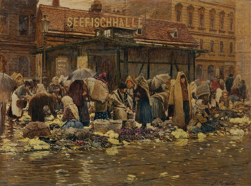 Johann Nepomuk Geller, Marktmotiv auf der Haide, um 1900 von Atelier Liesjes