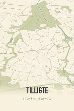 Vintage landkaart van Tilligte (Overijssel) van MijnStadsPoster