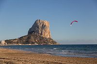 The beach and rock (La Puntera) near Calp, Alicante in Spain