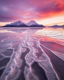 Sonnenaufgang am gefrorenen See