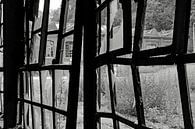 Schwarz-Weiß-Ansicht durch ein zerbrochenes Fenster von wil spijker Miniaturansicht
