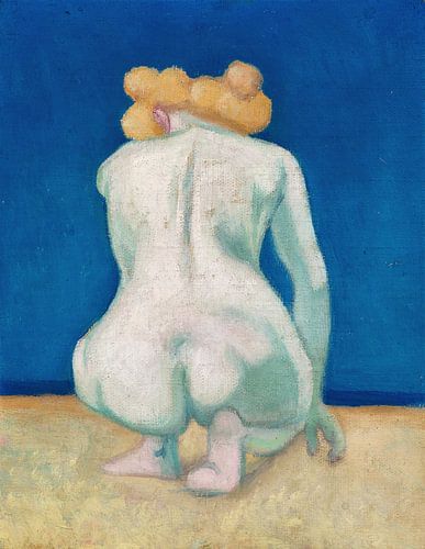 Blonde vrouw gehurkt van achteren, Félix Vallotton