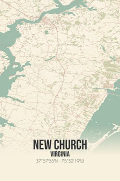 Carte ancienne de New Church (Virginie), USA. sur Rezona