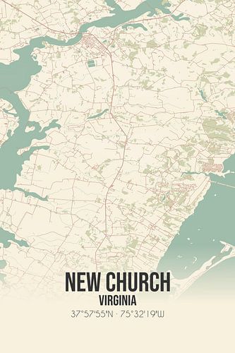 Alte Karte von New Church (Virginia), USA.