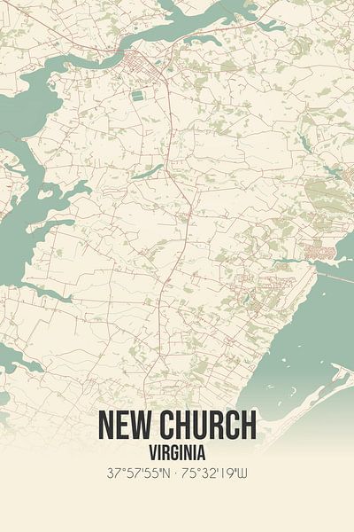 Vintage map of New Church (Virginia), USA. by Prints of Place