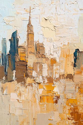 Abstracte stad met warme tinten