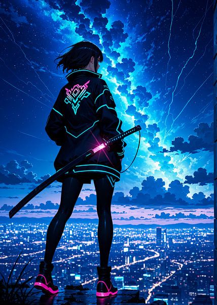 Anime Samurai Meisje Japan van Ruzerin