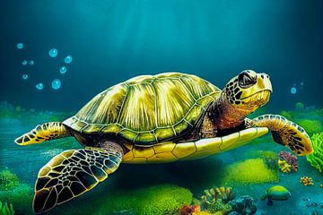 Schildpad in de zee illustratie van Animaflora PicsStock