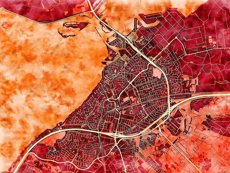 Carte de Harderwijk avec le style 'Amber Autumn' par Maporia