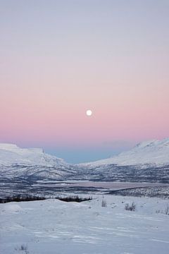 Poolnacht in Zweeds Lapland van Milou Hinssen