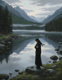 Réflexions solitaires au bord du lac miroitant sur Regan Frederick