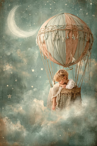 Luchtballon - Dromerige jongen in pastel