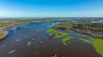 Vecht hoge waterstand overstroming bij de stuw van Vilsteren van Sjoerd van der Wal