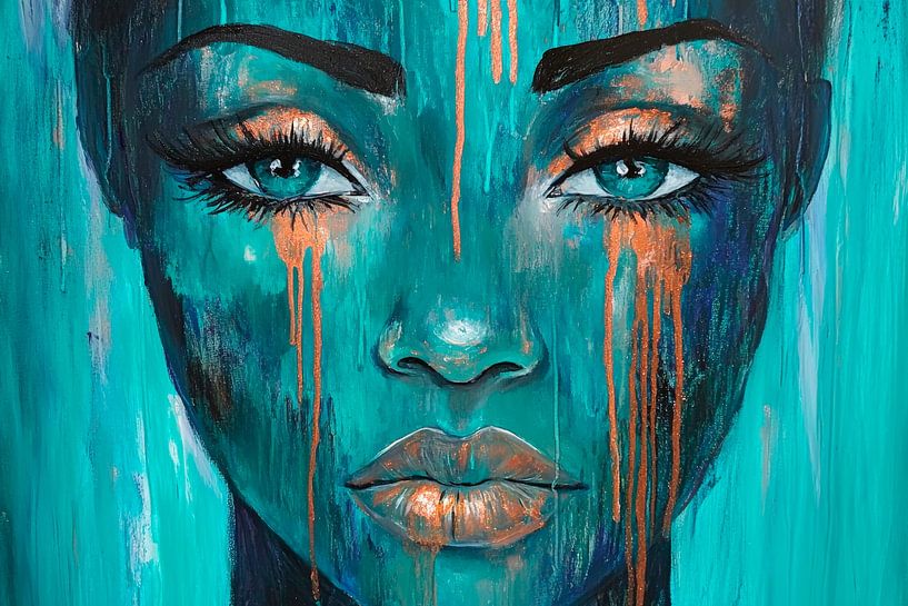 Starker Ausdruck in Aquamarinfarben von Poster Art Shop