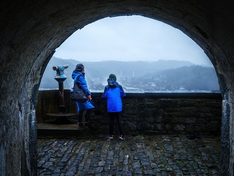Foggy Mystique: Rain over Dinant by Bart Ros