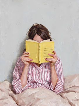 Girl reading a book painting