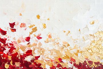 Abstrakte Farbexplosion – Gold & Rot von Poster Art Shop