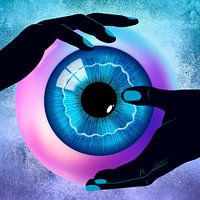 2 Hands holding eye