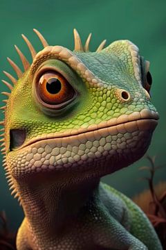 Portrait d'animal coloré : Lézard sur Christian Ovís