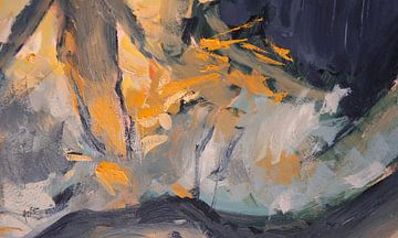 Abstract Olijf in grijs en oranje van Nop Briex