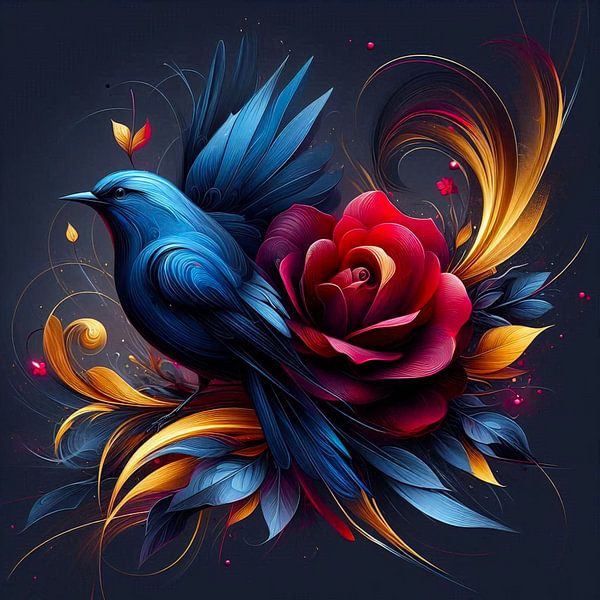 Vogel mit Blume von Bernhard Karssies