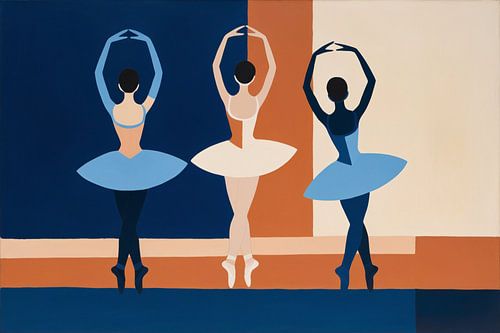 Trois ballerines minimalistes en mouvement