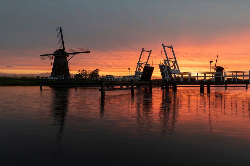 Coucher de soleil à Kinderdijk par Alfred Benjamins
