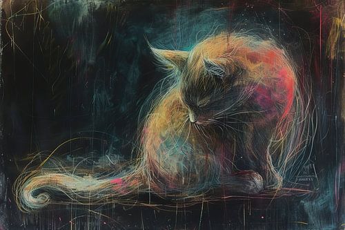 Art du chat en néon