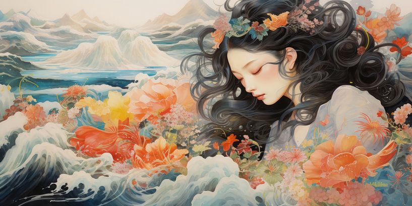 Very beautiful scenery with water and mountains by Art Bizarre