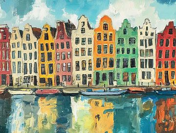 Zicht op Amsterdam van Abstract Schilderij