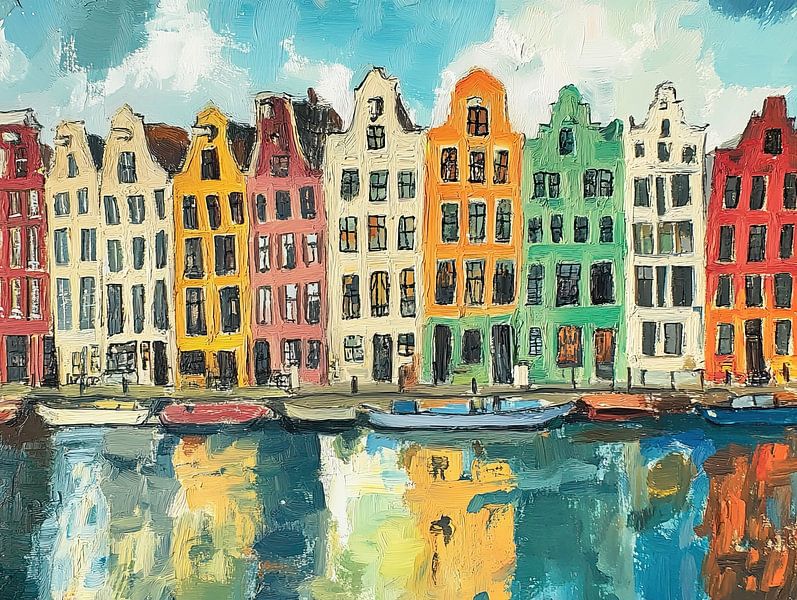 Zicht op Amsterdam van Abstract Schilderij