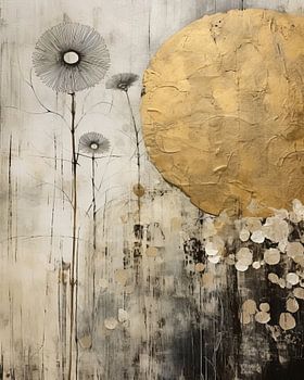 Landschaft im Mixed-Media-Stil mit goldenen Akzenten