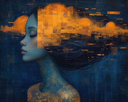 Portrait féminin moderne | Azure Reverie