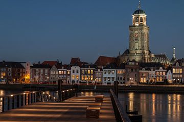 Skyline of Deventer, The Netherlands in the night by VOSbeeld fotografie