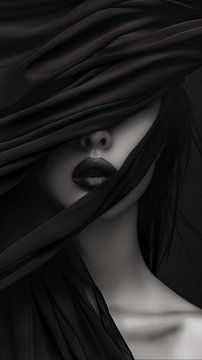Mystieke vrouw in zwart staand panorama van TheXclusive Art
