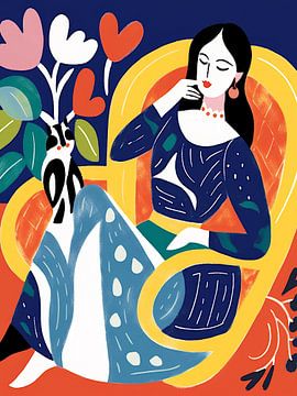 Vrouw in een stoel stijl Henri Matisse van TOAN TRAN