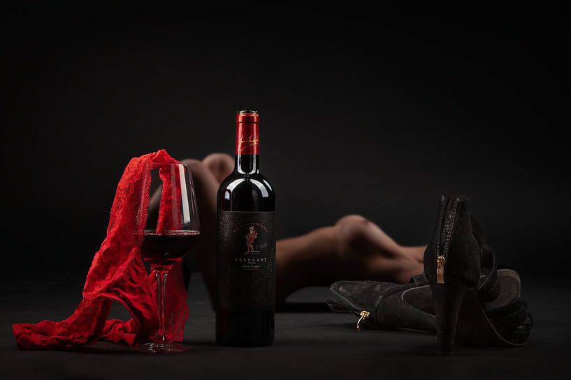 Red wine and lingerie by Leo van Valkenburg