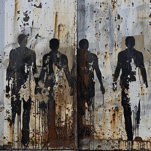 Graffiti Personen Schatten Rost Metall urban Streetart