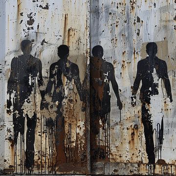 Graffiti mensen schaduw roest metaal stedelijke straatkunst van gm_designs