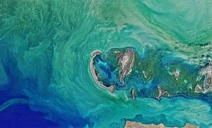 Noord-Kaspische Zee, vanuit de ruimte van Moondancer .