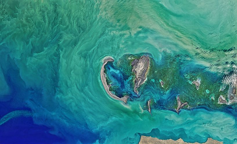 Mer Caspienne du Nord, vue de l'espace par Moondancer .