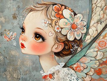 Fille et papillon sur Peintures accrocheuses
