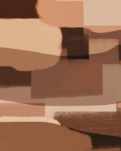 Abstracte organische vormen en lijnen in warme kleuren. Terra en bruin.