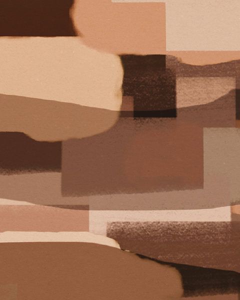 Abstract organic shapes and lines in warm colors. Terra and brown. by Dina Dankers
