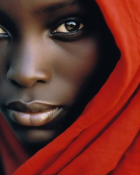 Close up portret "Lady in red" van Carla Van Iersel