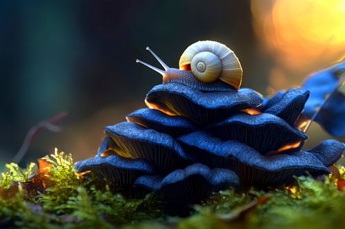 Slak op paddenstoelen