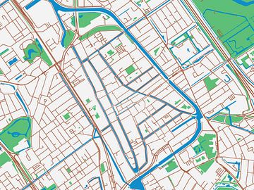 Kaart van Delft Centrum in de stijl Urban Ivory van Map Art Studio