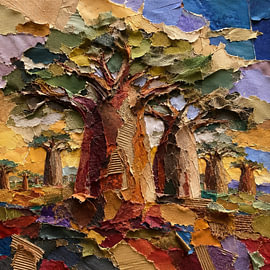 Papier-mâché baobabs