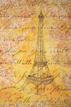 Oui, Oui, Paris! Aquarel schilderij Eiffeltoren Parijs deel 3 van 4 (Frankrijk stedentrip romantisch van Natalie Bruns